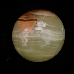 🟡 Large Onyx Calcite Marble – Banded Honey Yellow & Cream Stone Sphere 🟡